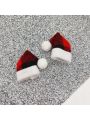 1pair Knit Fabric Christmas Hat Shaped Earrings, Perfect For Christmas Party