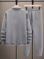 Men Half Zip Drop Shoulder Sweatshirt & Sweatpants