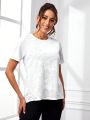 SHEIN Yoga Trendy Women's Split Back Short Sleeve Sports T-Shirt