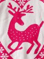 Girls' Long Sleeve Sweater With Large Reindeer Pattern