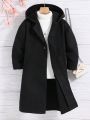 Tween Boy 1pc Button Front Hooded Overcoat