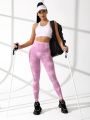 Wide Waistband Solid Sports Leggings