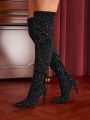 SHEIN Belle Point Toe Women's Over The Knee Boots