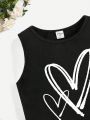 Girls' Casual Heart Pattern Tank Top For Summer