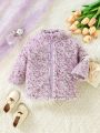 Purple Polka Dot Colored Fun Lined Jacket For Baby Girls