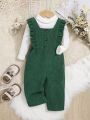 SHEIN Baby Girl Ruffle Trim Overall Jumpsuit Without Sweater