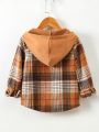 Toddler Boys Plaid Print Hooded Coat Without Tee