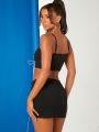 Fe June Lace Up Front Cami Top & Bodycon Skirt