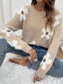 SHEIN LUNE Floral Pattern Drop Shoulder Sweater