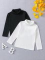 SHEIN Young Boy 2pcs Solid Turtleneck Tee