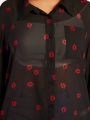 SHEIN CURVE+ Plus Size Women's Lips Printed Long Sleeve Shirt