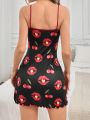 Lip Print Cami Sleep Dress