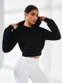 SHEIN Daily&Casual Hollow Out Letter Print Back Sports Hoodie