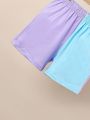 Young Boy 2pcs/Set Macaroon Color-Block Polo Shirt And Shorts Casual Outfits For Summer