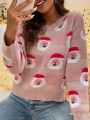 SHEIN Frenchy Women's Fun Santa Claus Design Casual Sweater