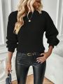 SHEIN Essnce Solid Color Round Neck Sweater With Dropped Shoulder Sleeve