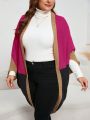 Plus Color Block Batwing Sleeve Duster Cardigan