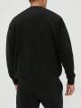 Men'S Round Neck Drop Shoulder Sleeve Casual Sweatshirt With Text & Cartoon Print