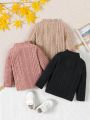 Baby Boy'S 3pcs Pure Color Ribbed Knit Stand Collar Top Set