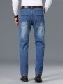 Men's Mustache Design Straight Leg Jeans