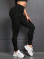 Yoga Basic Wide Waistband Ruched Sports Leggings