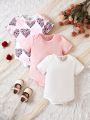 SHEIN 3pcs/Set Baby Girls' Casual Leopard Print Jumpsuit With Cute And Fun Printed Patterns