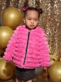 SHEIN Baby Girl Solid Open Front Fuzzy Coat