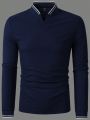 Manfinity Homme Men's Contrast Trim Long Sleeve Polo Shirt