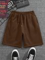 Men Plus Drawstring Waist Slant Pocket Shorts