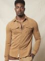 SHEIN Men Flap Pocket Button Front Shirt