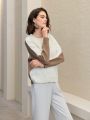 Anewsta Asymmetric Contrast Side Cut-Out Loose Knit Jumper