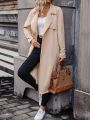 SHEIN Frenchy Lapel Neck Slant Pocket Belted Trench Coat