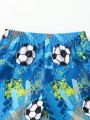 Toddler Boys' Soccer Printed Hawaiian Shirt And Swim Trunks, Swimwear Set