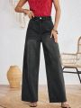 SHEIN VCAY Women'S Wide Leg Denim Pants