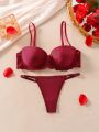 Valentines Women's Solid Color Patchwork Lace Lingerie Set