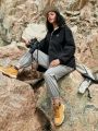 In My Nature Women's Letter Patch Cargo Pocket Outdoor Pants