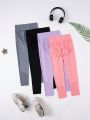 4pcs/Set Sports Fitness Leggings For Tween Girls