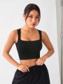 SHEIN Yoga High Street Solid Color Crop Sports Tank Top