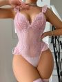Ladies' Sexy Lace Bodysuit With Scalloped Trim
