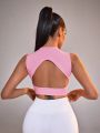 SHEIN Yoga Basic Hollow Out Back Crop Top Sports Vest