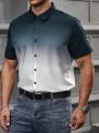 Extended Sizes Men's Gradient Short Sleeve Shirt