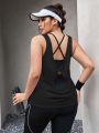 SHEIN Daily&Casual Plus Twist Back Sports Tank Top