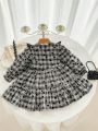 Baby Girl Heart Printed Ruffled Trim Long-Sleeved Dress