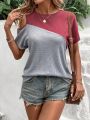 Women's Color Block Cold Shoulder T-Shirt