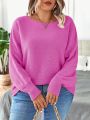SHEIN Essnce Plus Solid Batwing Sleeve Sweater