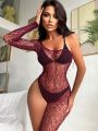 One Shoulder Crochet Lace Body Stocking Without Lingerie Set