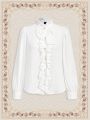 SHEIN DECDS Vintage Elegant Women'S Shirt, Autumn And Winter Loose Ruffle Collar High Neck Blouse