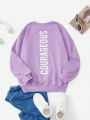 SHEIN Kids Cooltwn Tween Girl Letter Graphic Pullover