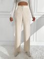 SHEIN Privé Women'S Zip Front Circle Ring Design Long Pants