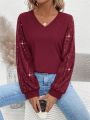 Women's Long Sleeve Shirt With Sequin Patchwork